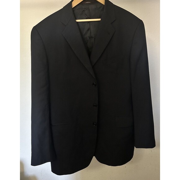 Joseph Abboud Super 120's Black 2 PC Suit 44L/W38 100% Wool USA Made Pant 38x30 - Picture 1 of 13